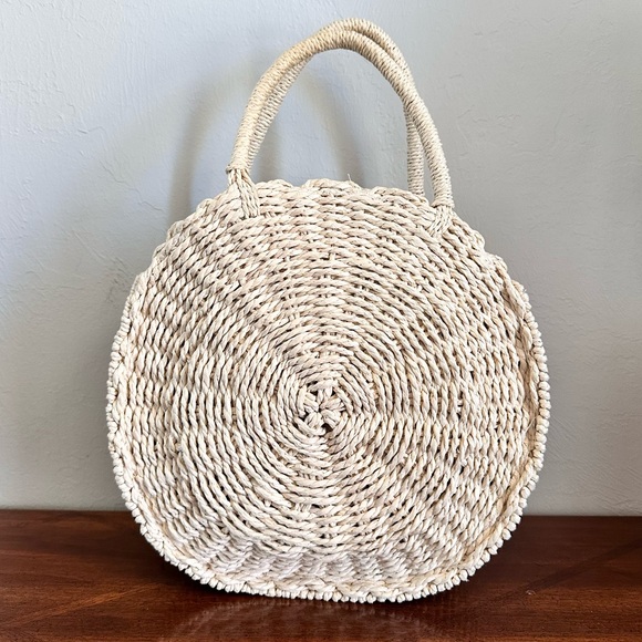Boho Tan Cream Straw Bag - Picture 1 of 10